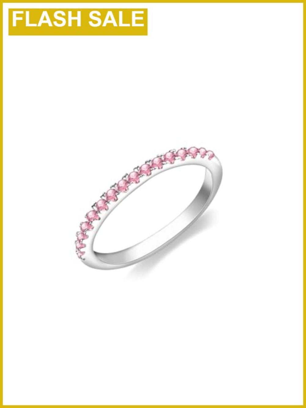 925 Sterling Silver Birthstone Stackable Ring Set Cubic Zirconia Eternity Band
